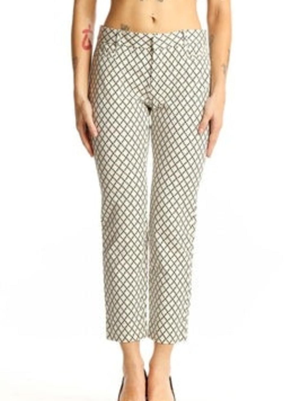 Banana Republic Off Whitish Pants with Black Geometric  Detail